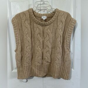 Le Lis Beige Cable Knit Sweater Vest size M